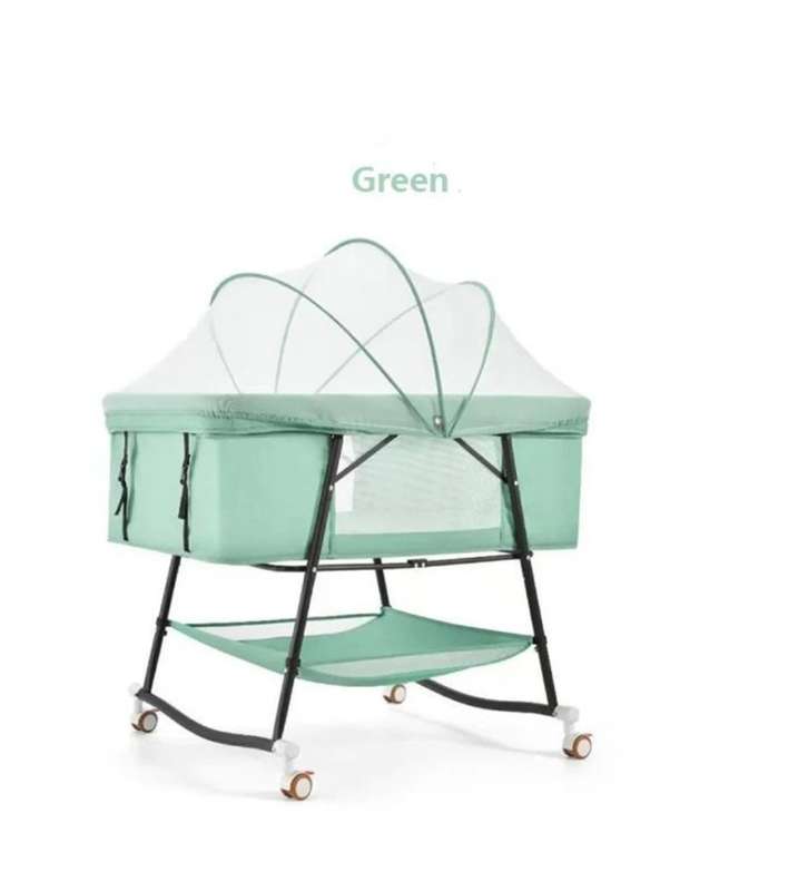 Perfect comfortable baby bed, toddler baby cradle swinging crib (Green)