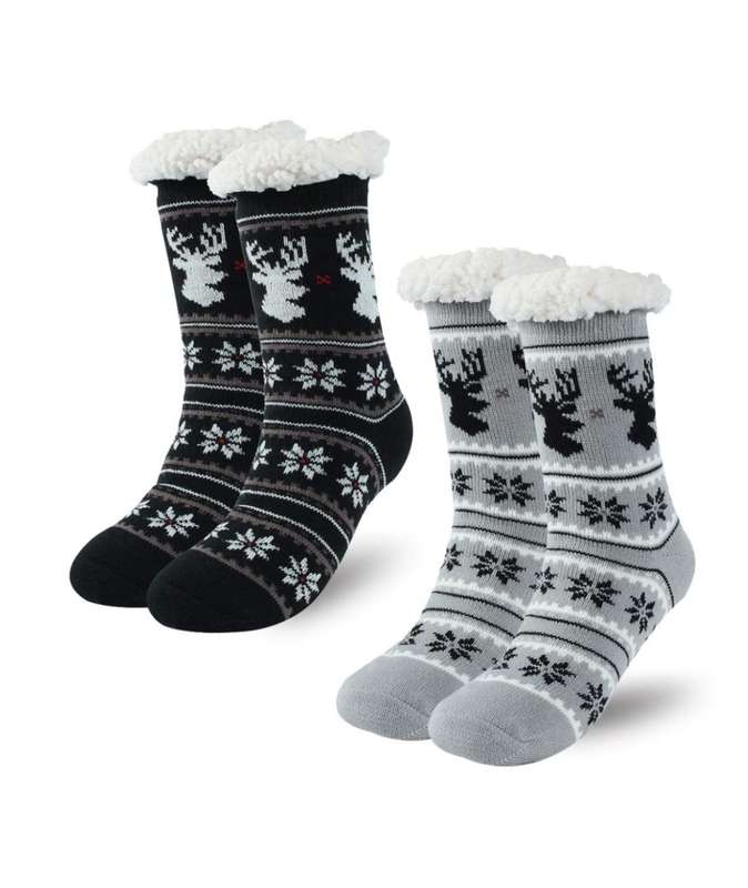 2 x Unisex Fuzzy Slipper Winter Socks Warm And Thick - Assorted Colours