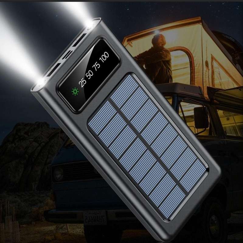 Portable Solar Power Bank with 4 Cables