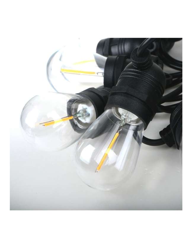Lighting 20 LED Festoon Vintage Bulb String Lights - 10m Solar Panel