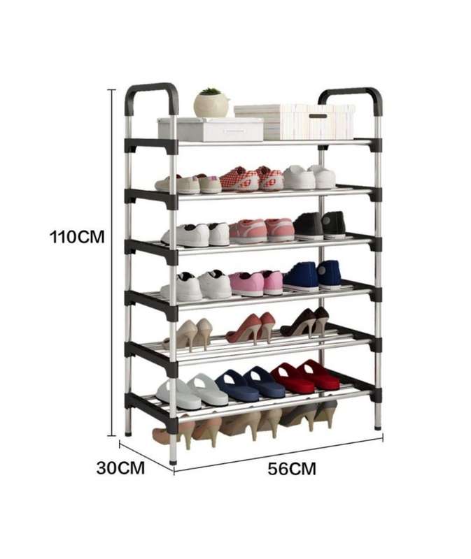 6 Layers Shoe Rack Black