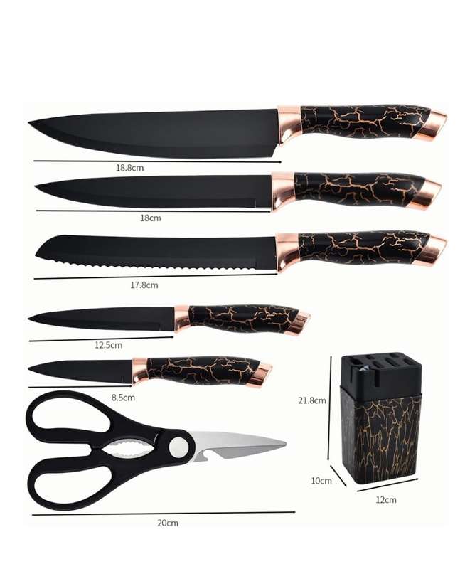 Non-Stick Coated 7 Pieces Knife Set For Home & Kitchen