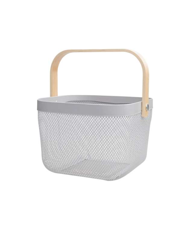 Mesh Storage Basket With Wooden Handle