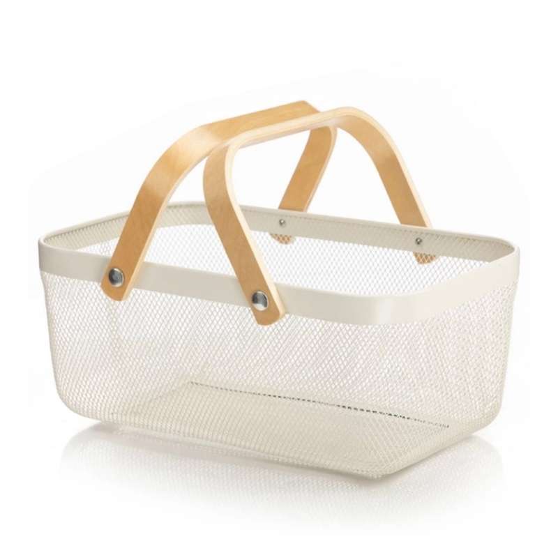 Mesh Storage Basket With Wooden Handle