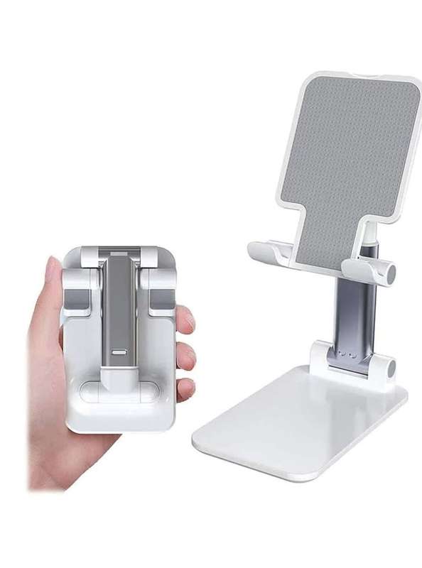 Folding Metal Tablet PC PAD Telescopic Phone Holder Adjustable Stand Desktop Lazy ... (COLOR: WHITE)