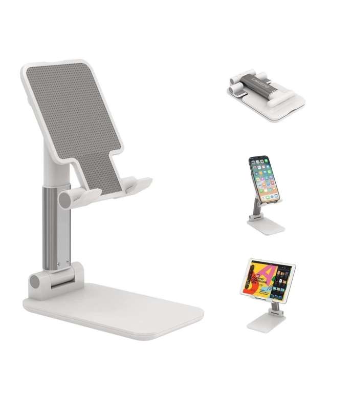 Folding Metal Tablet PC PAD Telescopic Phone Holder Adjustable Stand Desktop Lazy ... (COLOR: WHITE)