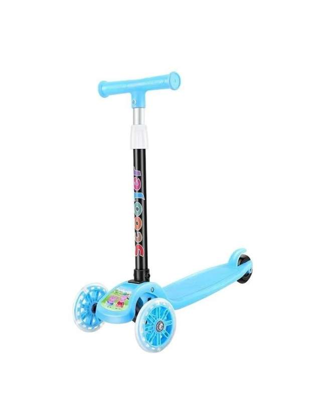Folding Kids Scooter Tricycle Ride Toys with Flashing Light Wheels - Pink/ BLUE