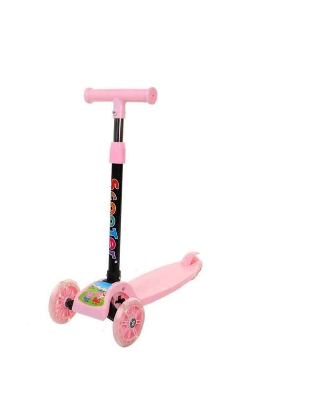 Folding Kids Scooter Tricycle Ride Toys with Flashing Light Wheels - Pink/ BLUE