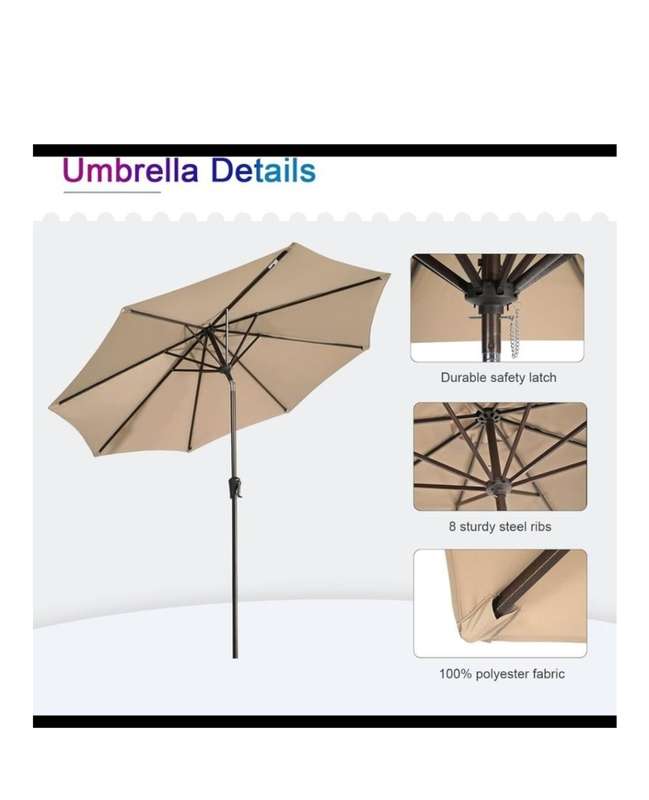 Outdoor Table Umbrella with Push Button Tilt and Crank