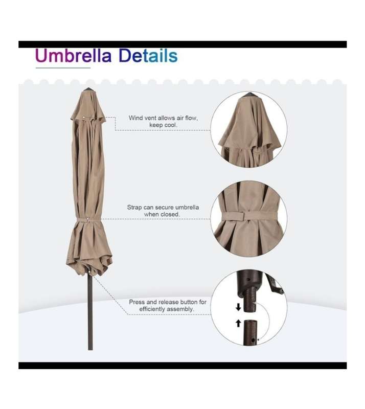 Outdoor Table Umbrella with Push Button Tilt and Crank