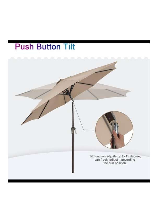 Outdoor Table Umbrella with Push Button Tilt and Crank