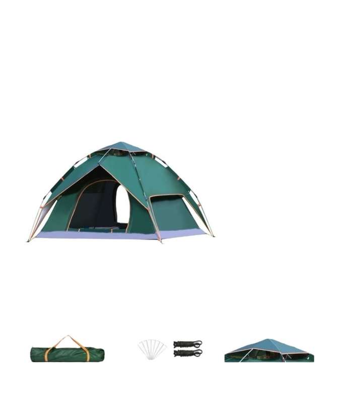 3 Person Dome Tent Camping Tent with Easy Setup-Green