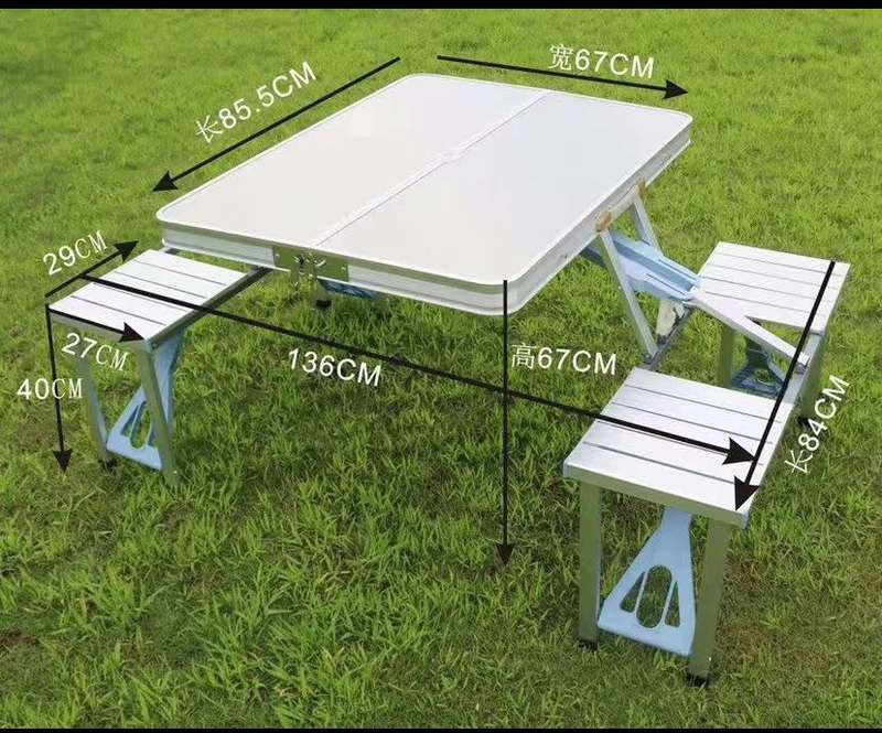 Folding Picnic Table Camping Table Portable Aluminum Alloy Folding Table Stool Set Portable Integrat