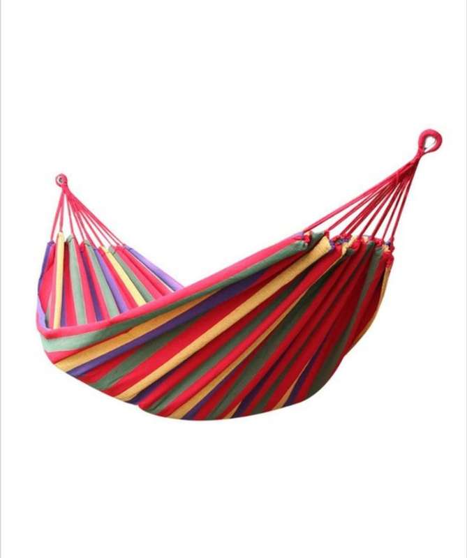 Comfortable Cotton Folding Hanging Hammock - Rainbow