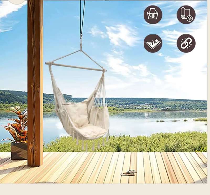 Indoor and Outdoor Removable Support Rod Hammock Chair Swing