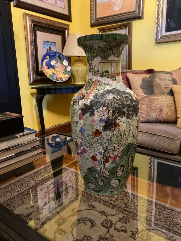 VERY LARGE 100 CHILDREN PORCELAIN VASE