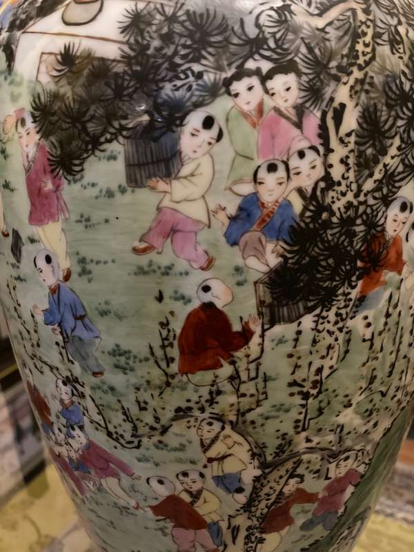 VERY LARGE 100 CHILDREN PORCELAIN VASE