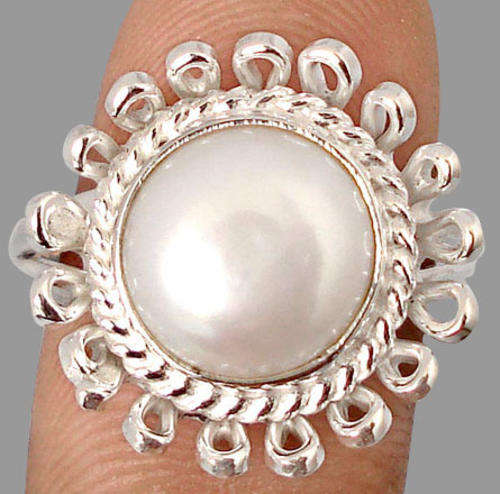 3.53cts 100% Exclusive White Pearl RING .925 S/Silver, UK Size 8 - K2340 - IN STOCK