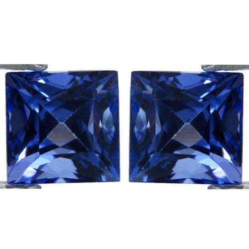 1.47cts PAIR AAA++ 100% BRILLIANT Square KASHMIR Bue Sapphire - Loupe Clean - Thailand