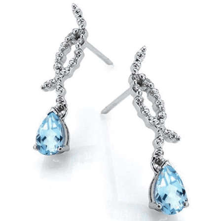 Magical 1.00cts 100% NATURAL BLUE TOPAZ Earrings in 925 Sterling Silver with 100% 0.01cts Diamonds