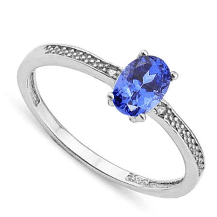 Magnificent 0.45cts 100% Natural Genuine TANZANITE - 0.01cts Diamonds Ring in 925 Sterling Silver