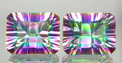 Supremely Pair!! 8.65ct  Rich Concave Rainbow Mystic Topaz - BRAZIL
