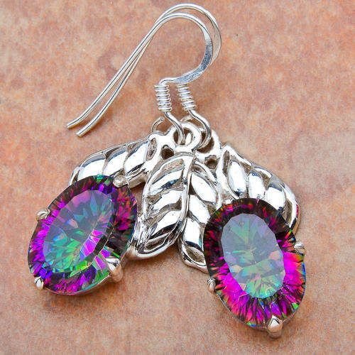 AWESOME!! Hallmarked .925 Sterling Silver Genuine MYSTIC TOPAZ Earrings