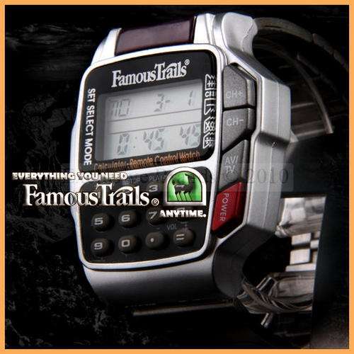 FAMOUS TRAILS 100% AUTHENTIC TV REMOTE CONTROL, CALCULATOR AND ALARM  WATCH - BRAND NEW!!!