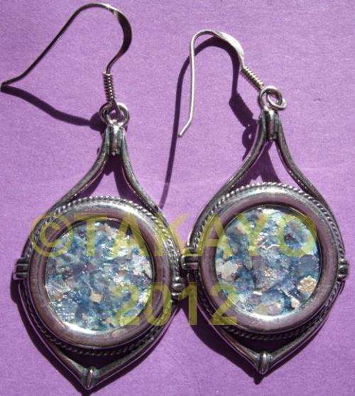 Authentic .925 Silver & Ancient Roman Glass from 2 B.C. Earrings - Extremely Rare!!