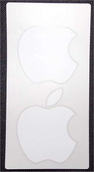 2x Genuine Apple Logo Stickers (White with Transparent Edge)