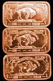 1 Gram Fine Copper Bullion Bar .999 Purity Buffalo Series ***NEW***