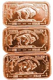 1 Gram Fine Copper Bullion Bar .999 Purity Buffalo Series ***NEW***