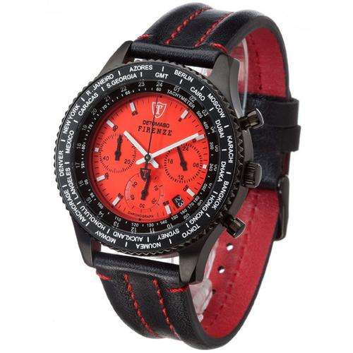 DETOMASO FIRENZE MENS WATCH RED FACE BLACK LEATHER STRAP.          50% discount!!!!!!!!