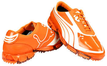 ORANGE PUMA GOLF SHOES   SIZE 9 UK