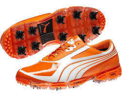 ORANGE PUMA GOLF SHOES   SIZE 9 UK