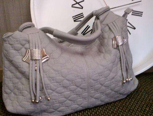 Stunning Huge Grey Handbag with Silver Detail.