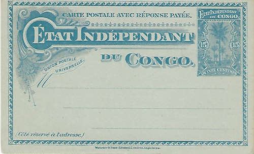 Congo unused postcard - with 'BANANA 1898' cancel... reverse blank