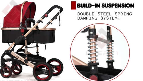 Baby Pram / Stroller - 3 Function Foldable Baby Pram with Car Seat- Maroon Belecoo Brand