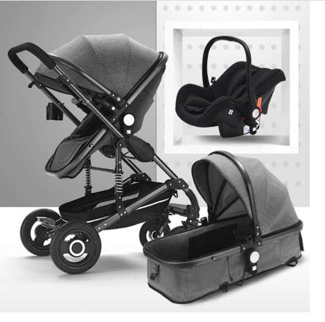 Baby Stroller 3 in 1  Baby Stroller Luxury Travel Pram Carriage Basket Baby Car seat and Str