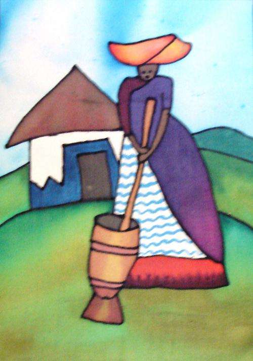 SILK PAINTING - "WORKING WOMAN"