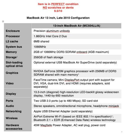 MacBook Air 13 inch 256GB Flash Storage (perfect condition)