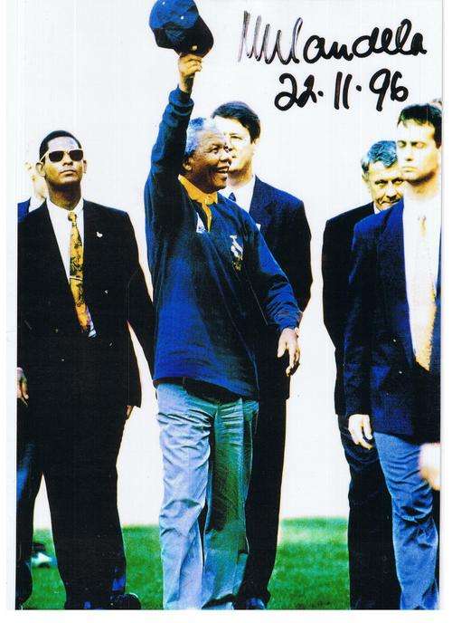 Originally Signed Photocopied photo of Mandela