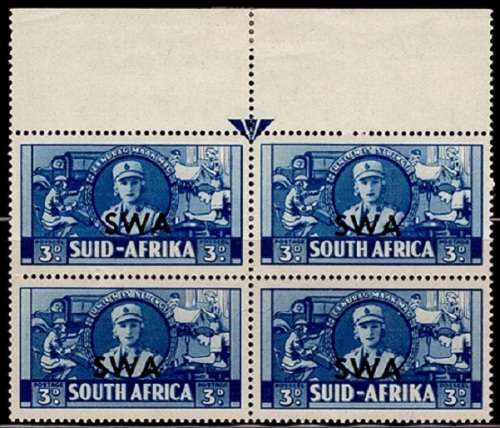 SWA 1941-42 Large War 3d in top arrow block of 4, VF MM/UM