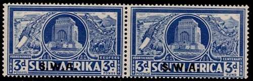 SWA 1938 Voortrekker Centenary Memorial set 3d+3d pair VF UM