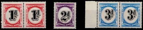 SWA 1959 P/Due set 1d & 3d as pairs, 2d single VF UM