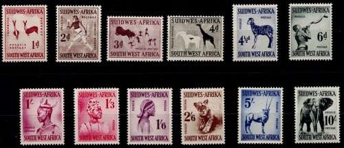 SWA 1954 Definitive set (Wmk Springbok Head), VF UM