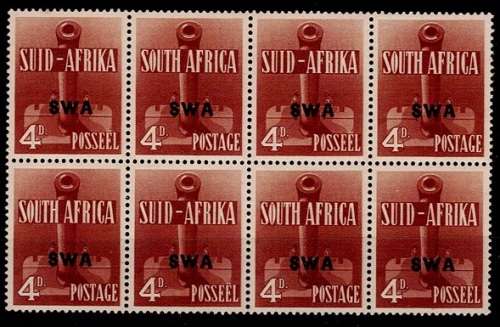 SWA 1941-42 SA War Effort (Large format) ovprtd 4d blk of 8 VF UM