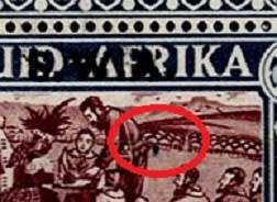 SWA 1938 SA Union Voortrekker Centenary 1½d+1½d overprinted right marginal block with flaw, fine UM