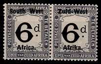 SWA 1923 P/Dues 6d Black & Slate (South Africa) pair (Group I), MM