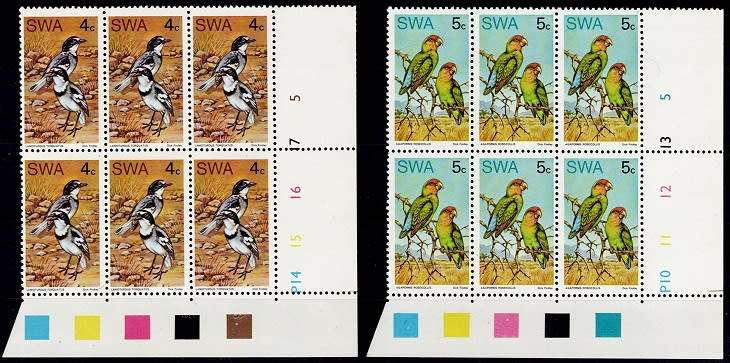 SWA 1975 Rare Birds set in Cylinder blks of 6, VF UM